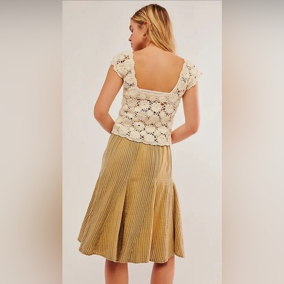 Free People Candace Midi Skirt Iced Coffee Overdye - Picture 2 of 9